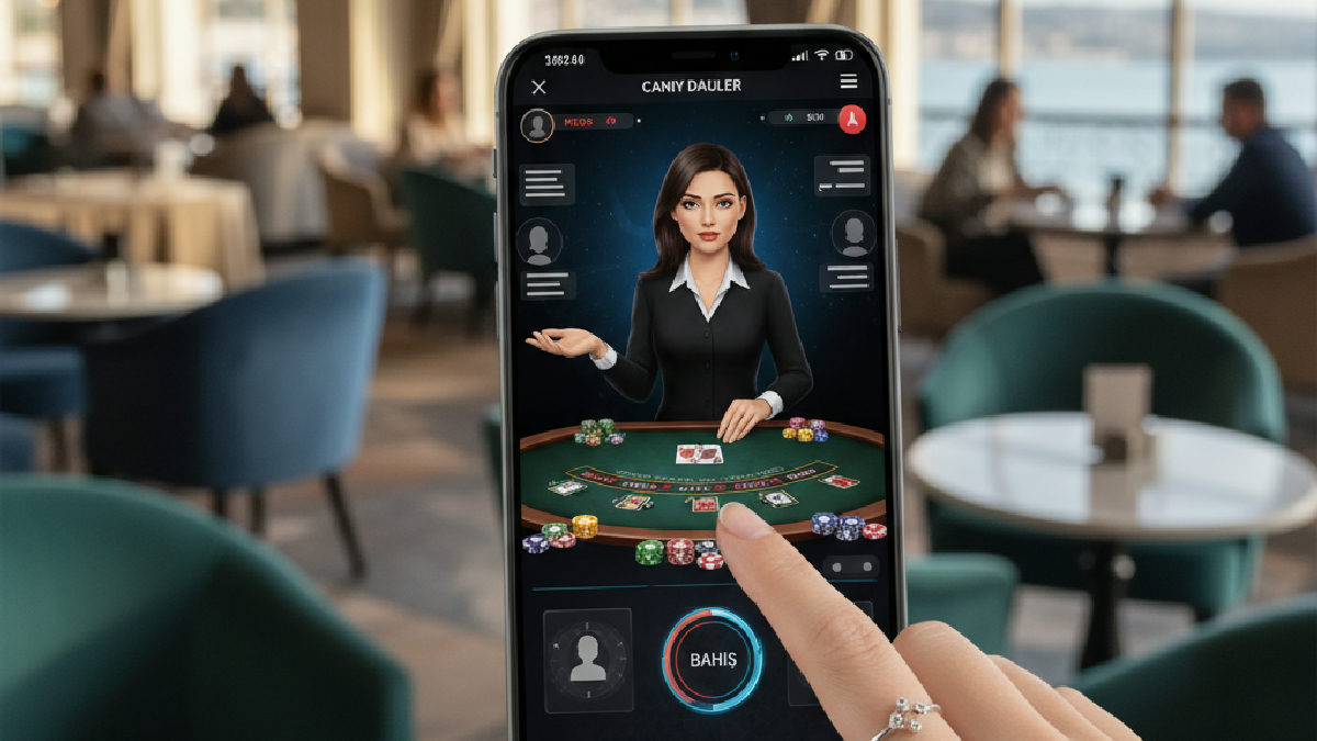 Milyar mobil casino üzerinden canlı krupiye oyunlarına katılan bir mobil kullanıcı.